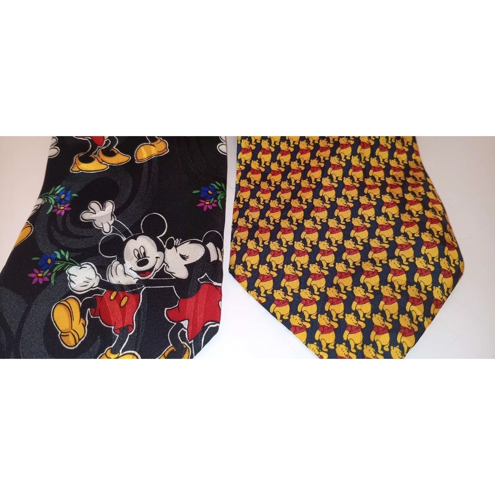 Lot of 2 Vintage Silk Novelty Neck Ties Mickey Mouse Winnie The Pooh Kidcore - Picture 4 of 16